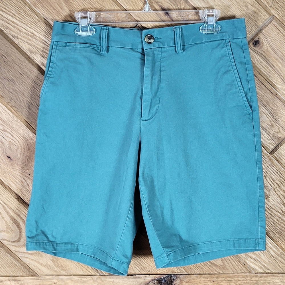 Old Navy Ultimate Slim Shorts Mens 30 Built-In Flex Chino Flat Front Teal Green